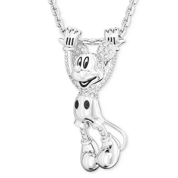 Swarovski 100 Years Disney Mickey Mouse Pendant, White, Rhodium Plated Necklace - Picture 1 of 11